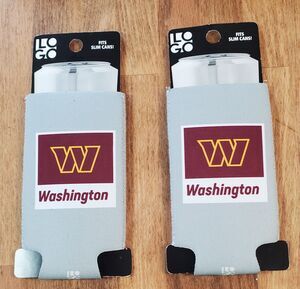 Washington Commanders Set of 2 Slim Can Cooler Sleeves, NFL Coozie Koozie Logo